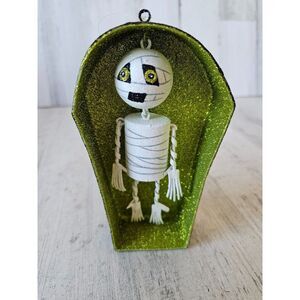 Pier 1 mummy coffin glitter Halloween decor rare